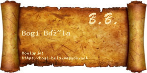 Bogi Béla névjegykártya